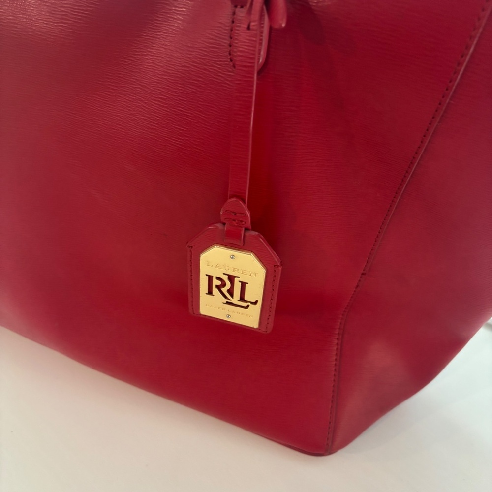 Ralph Lauren Elegant Red Leather Tote bag - Picture 3 of 4